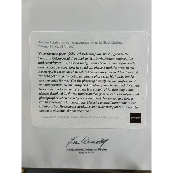 Magnum Photos Eve Arnold  “Malcolm X, Chicago” 6”x6” Estate Print - Picture 4 of 5